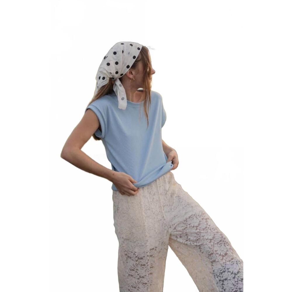 NEW IF SHE LOVES amicis kate rib top in light blue